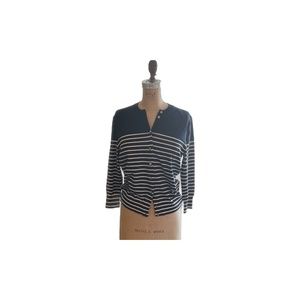 J. Crew Navy and White Striped Cardigan